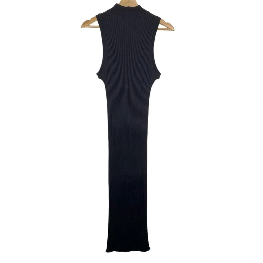 ZARA NWT Form Fitting Mock Neck Rib Knit Midi Dress, Black, Size XS-S - Picture 9 of 11